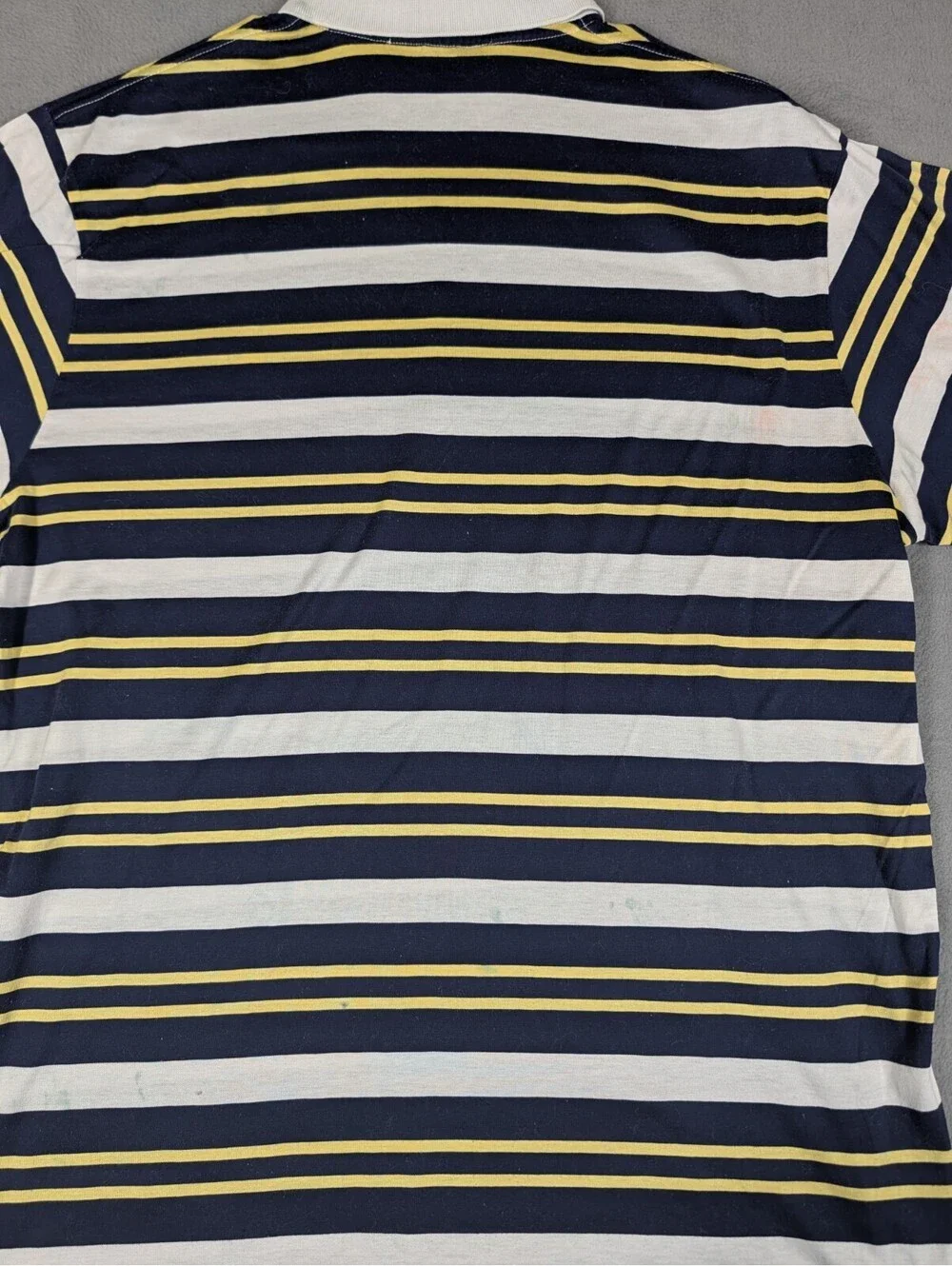 Polo Golf Ralph Lauren Mens L Blue White Yellow Striped Golf Polo Cotton Shirt